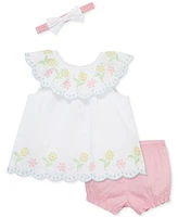 Little Me Baby Girls 3-Pc. Cotton Eyelet Tunic, Shorts & Headband Set