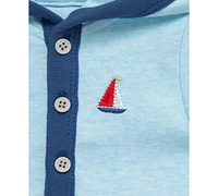 Little Me Baby Boys Breezy Cotton Hooded Romper