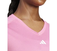 adidas Women's Training Moisture-Wicking Logo V-Neck T-shirt