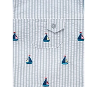 Little Me Baby Boys Cotton Sailboat Sunsuit & Hat, 2 Piece Set