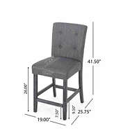 Modern Upholstered 26-Inch Counter Stools with Button Tufted Back, Set of 2-The Pop Home
