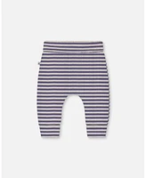 Deux par Baby Boys Printed Cotton Evolutive Pant Striped Navy