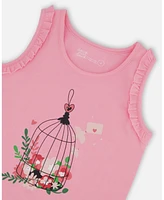 Deux par Toddler Girls Cotton Tank With Frills Candy Pink - Toddler|Child