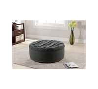 Baxton Studio Iglehart Gray Linen Modern Tufted Ottoman