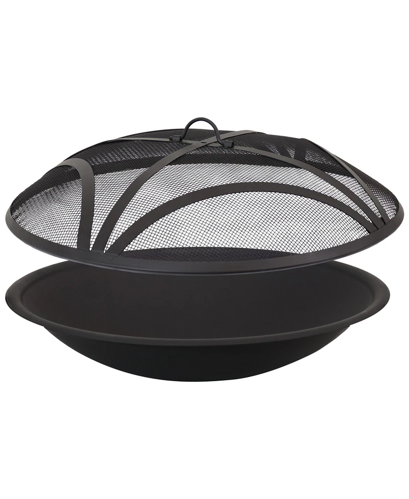 Replacement Steel Fire Pit Bowl with Round Spark Screen