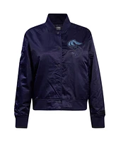 Pro Standard Women's Navy Seattle Kraken Rhinestone Jewels Satin Full-Snap Jacket