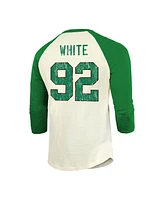 Majestic Men's Cream/Kelly Green Reggie White Philadelphia Eagles Retired Player Name Number 3/4 Raglan Sleeve T-Shirt