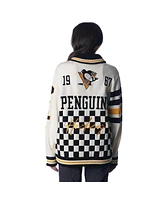 The Wild Collective Men's and Women's Cream Pittsburgh Penguins Jacquard Full-Zip Sweater