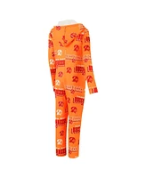 Concepts Sport Women's Orange Tampa Bay Buccaneers Throwback Roadway Allover Print Microfleece Full-Zip Union Suit