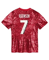 Outerstuff Big Girls Bijan Robinson Red Atlanta Falcons Sequin V-Neck Fashion Jersey