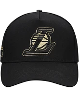 Pro Standard Men's Black Los Angeles Lakers Metallic Logo Pinch Front Adjustable Hat