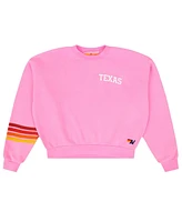 Aviator Nation Women's Pink Texas Longhorns Cropped Tri-Blend Pullover Sweatshirt