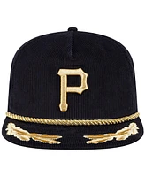 New Era Men's Black Pittsburgh Pirates Corduroy Filigree Golfer Adjustable Hat