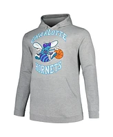 Mitchell & Ness Men's Heather Gray Charlotte Hornets Hardwood Classics Big Tall Pullover Hoodie