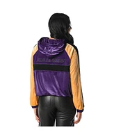 The Wild Collective Women's Purple Los Angeles Lakers Velour Full-Zip Track Jacket Hoodie