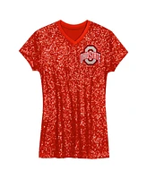 Outerstuff Big Girls Scarlet Ohio State Buckeyes Sequin V-Neck Dress