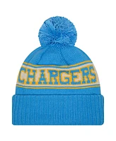 New Era Big Boys and Girls Powder Blue Los Angeles Chargers Retro Cuffed Knit Hat with Pom