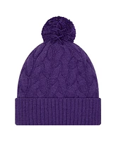 New Era Big Girls Purple Minnesota Vikings Cabled Cuffed Knit Hat with Pom