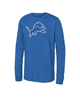 Outerstuff Big Boys and Girls Blue Detroit Lions Primary Logo Long Sleeve T-Shirt