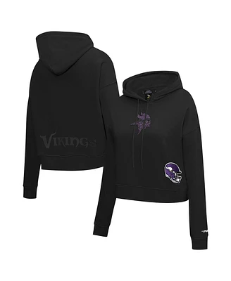 Pro Standard Women's Black Minnesota Vikings Jeweled Cropped Pullover Hoodie