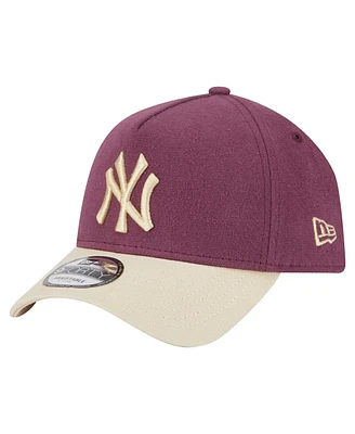 New Era Men's Maroon New York Yankees Moleskin A-Frame 9FORTY Adjustable Hat