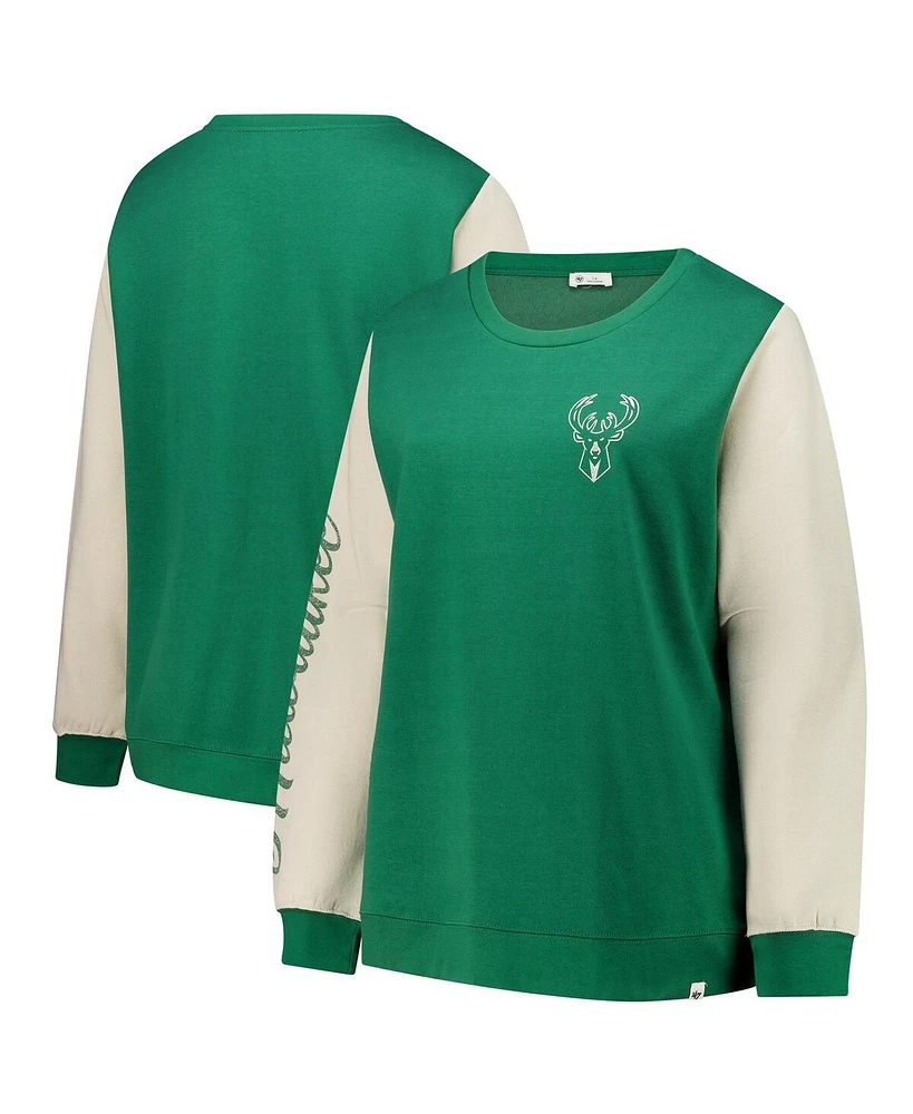 '47 Brand Women's Hunter Green Milwaukee Bucks Plus Oversized Rise Andie Pullover Sweatshirt