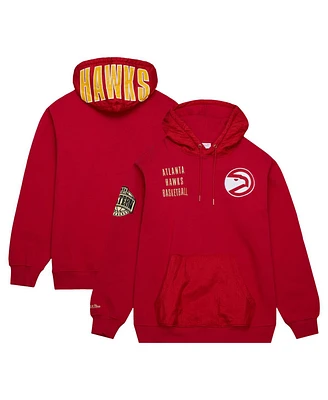 Mitchell & Ness Men's Red Atlanta Hawks Team Og 2.0 Vintage Logo Fleece Pullover Hoodie