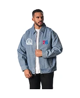 The Wild Collective Men's and Women's Blue Philadelphia 76ers Coaches Full-Zip Denim Jacket