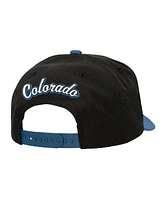 Mitchell & Ness Men's Black/Navy Colorado Avalanche Backside Script Two-Tone Pro Crown Adjustable Hat