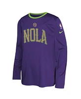 Nike Big Boys and Girls Purple New Orleans Pelicans 2024/25 City Edition Pregame Performance Long Sleeve Shooting T-Shirt