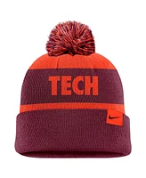 Nike Men's Orange/Garnet Virginia Tech Hokies Peak Stripe Cuffed Knit Hat with Pom