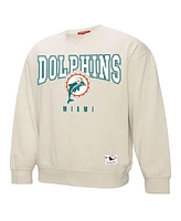 Mitchell & Ness Women's Cream Miami Dolphins Fandom Fleece Pullover Sweatshirt