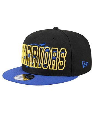 New Era Men's Black/Royal Golden State Warriors Sport Night Splatter 2-Tone 9FIFTY Snapback Hat