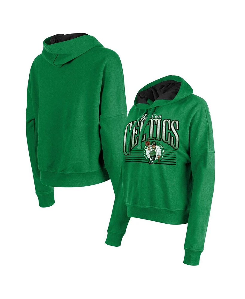 New Era Women's Kelly Green Boston Celtics Boxy Pullover Hoodie