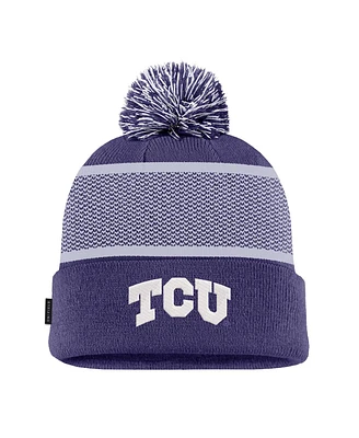 Nike Men's Purple Tcu Horned Frogs 2024 Sideline Peak Cuffed with Pom Knit Hat