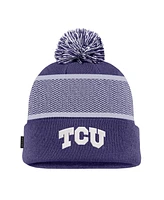 Nike Men's Purple Tcu Horned Frogs 2024 Sideline Peak Cuffed Knit Hat with Pom