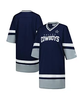 Starter Women's Navy Dallas Cowboys Slap Shot V-Neck 3/4 Sleeve Sneaker Dress