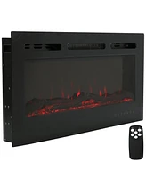 Modern Flame Wall-Mounted or Recessed Indoor Electric Fireplace with Led Lights