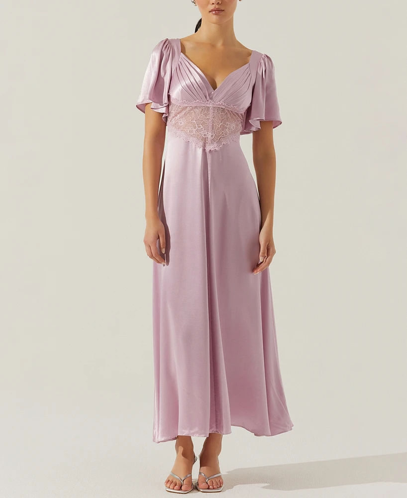 Astr the Label Women's Aurelia Flutter Sleeve Lace Inset Dress