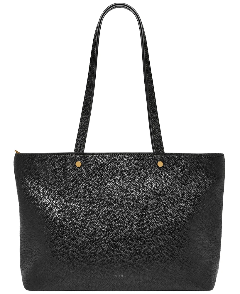 Fossil Jessie Leather Top Zip Tote Bag