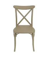 Bellemead All-Weather Crossback Dining Chair - Commercial Grade - Indoor/Outdoor Use - Coffee - 4 Chairs