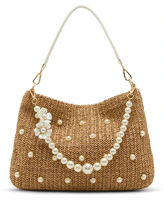 Betsey Johnson Straw Cultured Pearl Large Hobo Bag