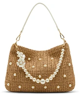 Betsey Johnson Straw Cultured Pearl Large Hobo Bag