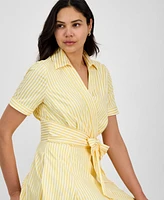 Tahari Women's Collared V-Neck Short-Sleeve Dress