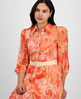 Tahari Asl Women's Paisley Belted Fit & Flare Dress