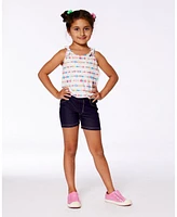 Deux par Big Girls Tank Top With Knots White And Multicolored Candies