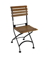 European Chestnut Folding Small Bistro Dining Side Chair - Indoor or Outdoor Use on Patio, Deck, Balcony, or Camping - Set of 4