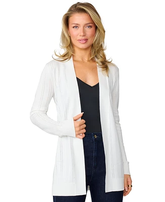 Melissa Paige Women's Pointelle Open-Front Long Cardigan, Regular & Petite