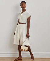 Lauren Ralph Women's Belted Crepe Pintucked Shirtdress