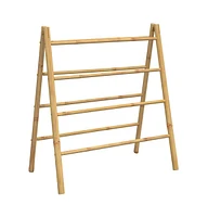 Double Towel Ladder with 4 Rungs 35.4"x19.7"x39.4" Bamboo